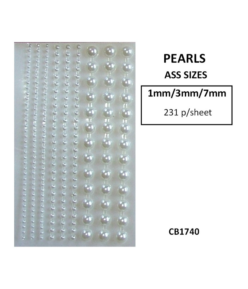 W&M R/stones ASS SIZES PEARLS Stick-on