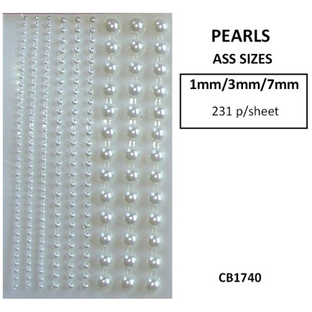 W&M R/stones ASS SIZES PEARLS Stick-on