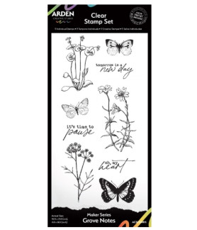 Arden-Maker Series Grove Notes 4x8 Clear Stamp Set