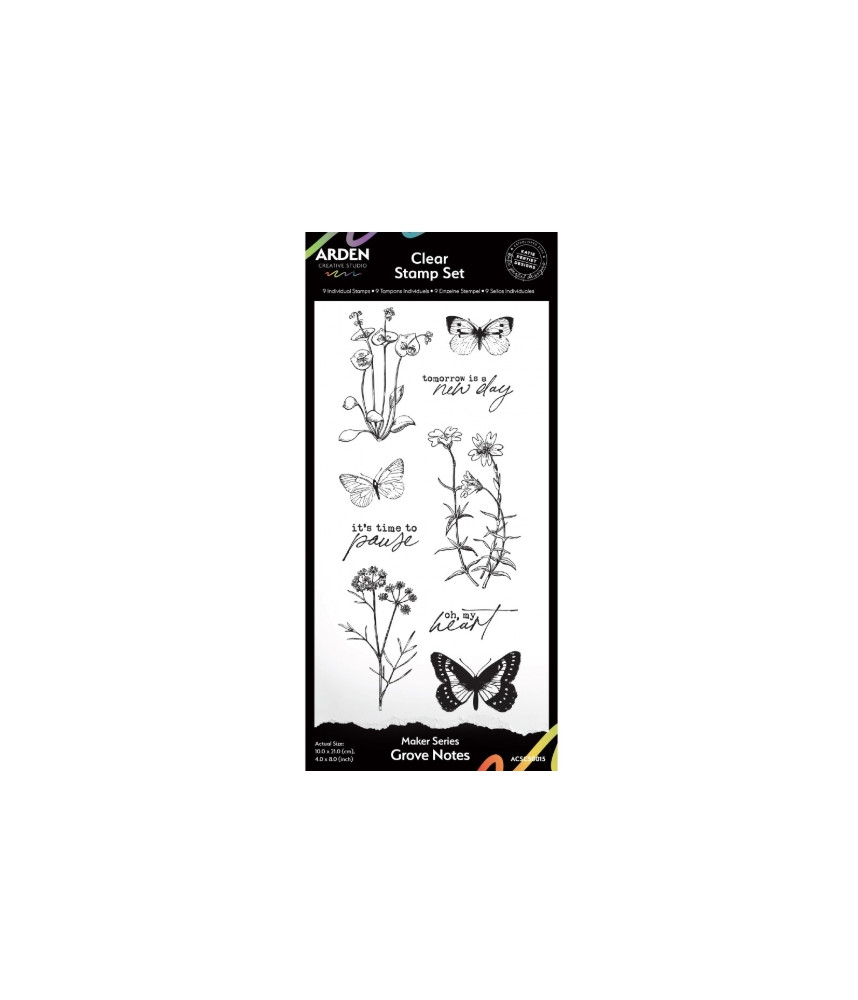 Arden-Maker Series Grove Notes 4x8 Clear Stamp Set