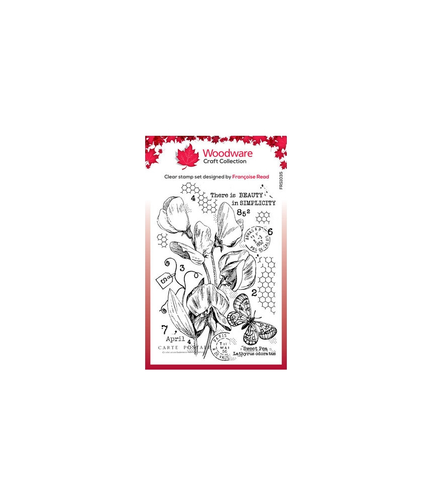 Woodware-Sweet Pea Post Card Clear Stamp
