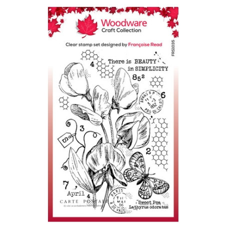 Woodware-Sweet Pea Post Card Clear Stamp