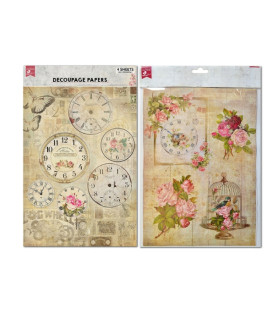 Little Birdie - Decoupage Papers A4 - Timeless Beauty 2Design 4Sheets