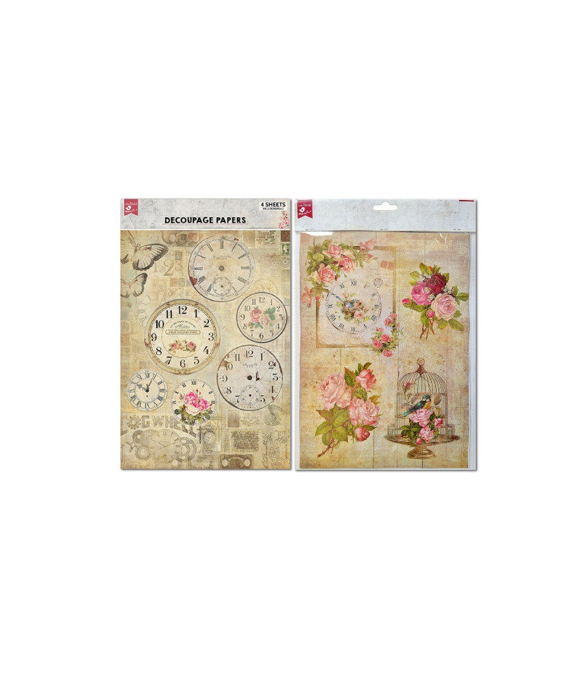 Little Birdie - Decoupage Papers A4 - Timeless Beauty 2Design 4Sheets