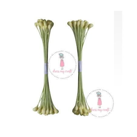 Floral Accessories - Dress My Craft Flower Stamen - Wire Pollen Drop Shape / Pastel Yellow