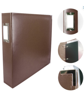 Couture Creations - 12x12 D-Ring Faux Leather Album - Dark Brown (5 Refills included)