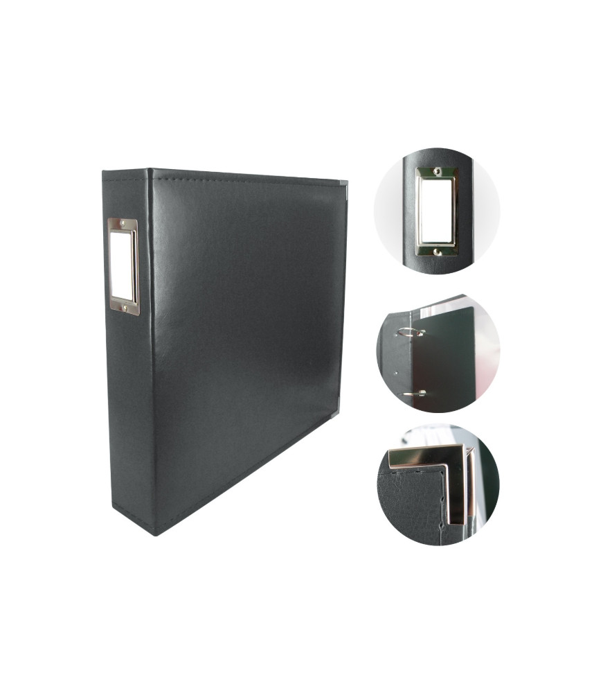 Couture Creations 12x12 D-Ring Faux Leather Album - Black (5 Refills included)