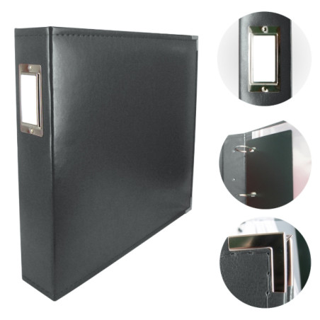Couture Creations 12x12 D-Ring Faux Leather Album - Black (5 Refills included)