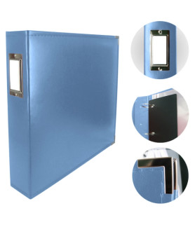Couture Creations 12x12 D-Ring Faux Leather Album - Country Blue (5 Refills included)
