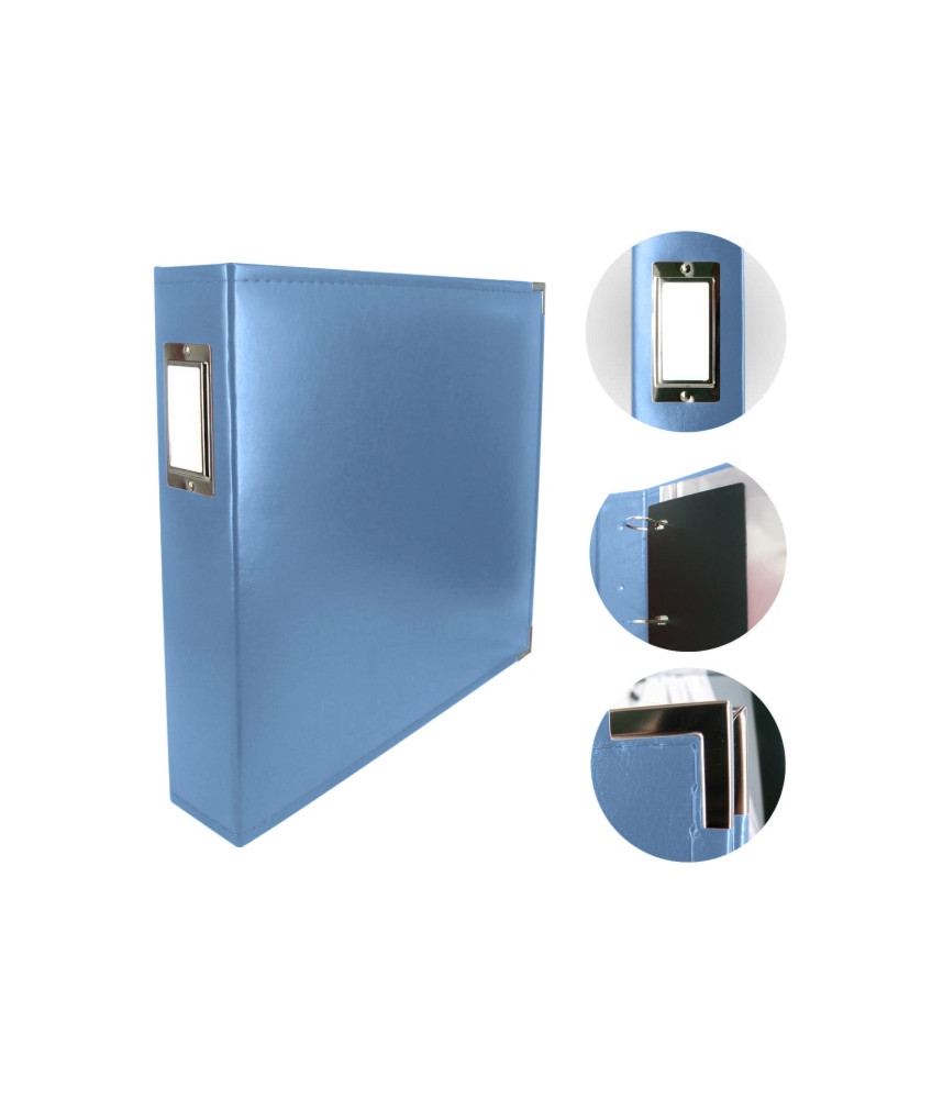 Couture Creations 12x12 D-Ring Faux Leather Album - Country Blue (5 Refills included)
