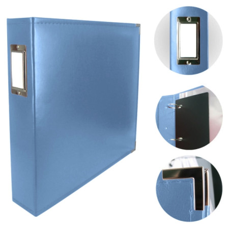 Couture Creations 12x12 D-Ring Faux Leather Album - Country Blue (5 Refills included)
