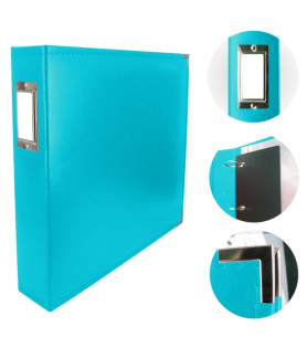 Couture Creations 12x12 D-Ring Faux Leather Album - Aqua Blue (5 Refills included)
