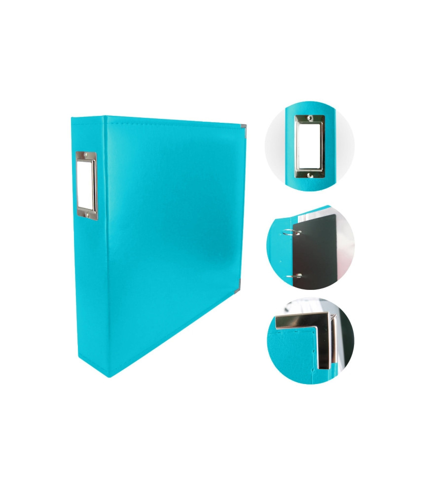 Couture Creations 12x12 D-Ring Faux Leather Album - Aqua Blue (5 Refills included)