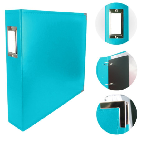 Couture Creations 12x12 D-Ring Faux Leather Album - Aqua Blue (5 Refills included)