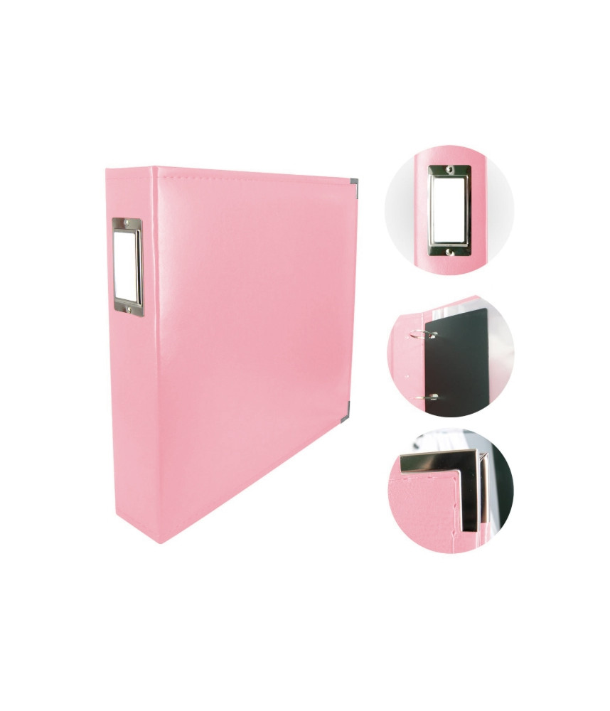 Couture Creations 12x12 D-Ring Faux Leather Album - Baby Pink (5 Refills included)