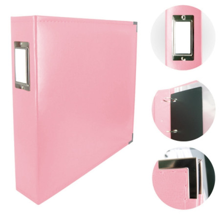 Couture Creations 12x12 D-Ring Faux Leather Album - Baby Pink (5 Refills included)