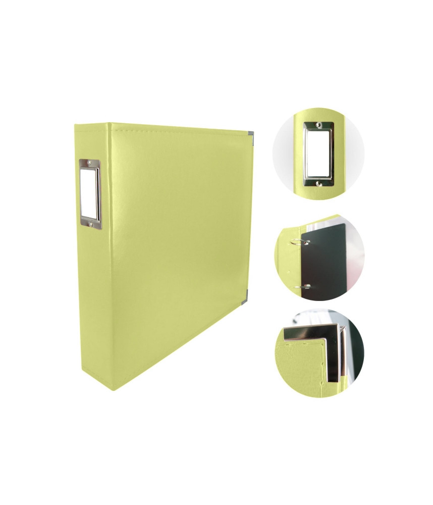 Couture Creations 12x12 D-Ring Faux Leather Album - Kiwi Green (5 Refills included)