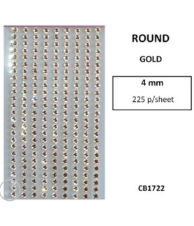 W&M - R/Stones Round Stick-On Gold 4mm