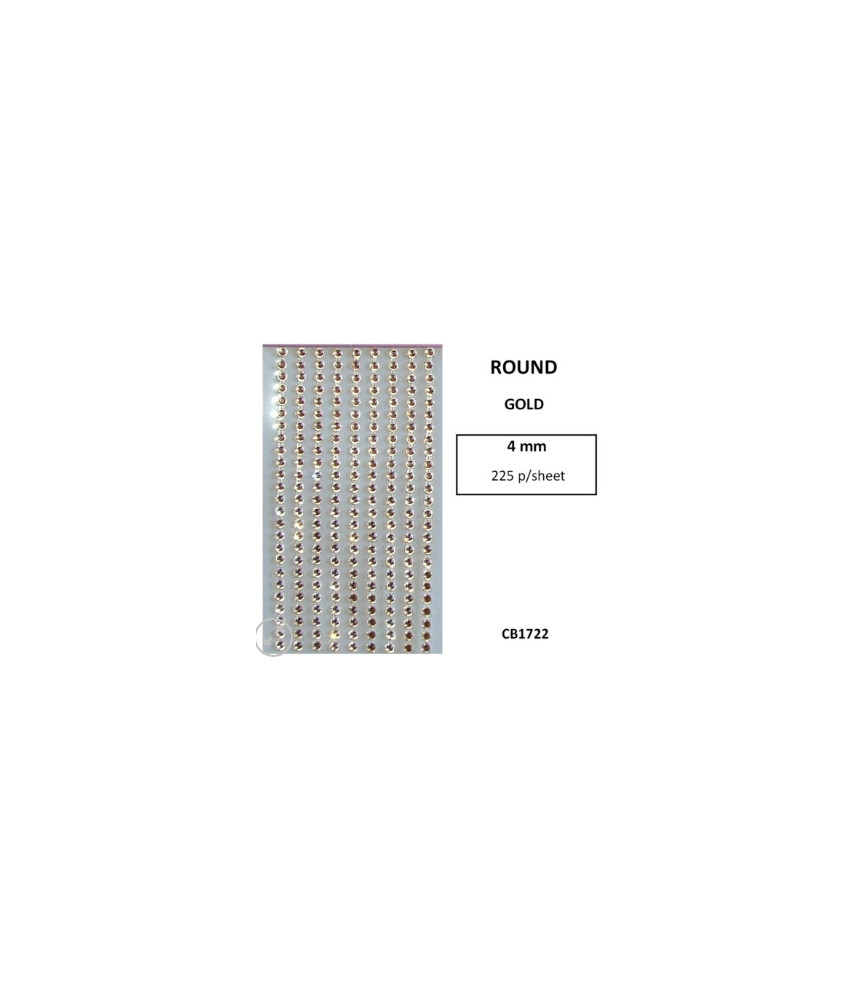 W&M - R/Stones Round Stick-On Gold 4mm