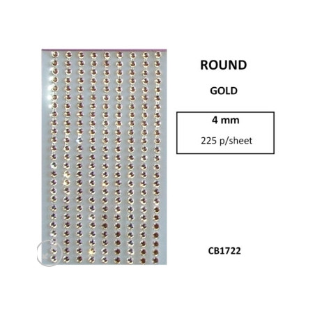 W&M - R/Stones Round Stick-On Gold 4mm