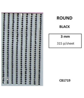 W&M R/Stones Round Stick-On Black 3mm