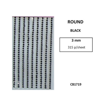 W&M R/Stones Round Stick-On Black 3mm