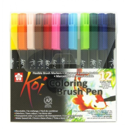 Sakura- Koi Colouring Brush Pen 12 COLOUR SET