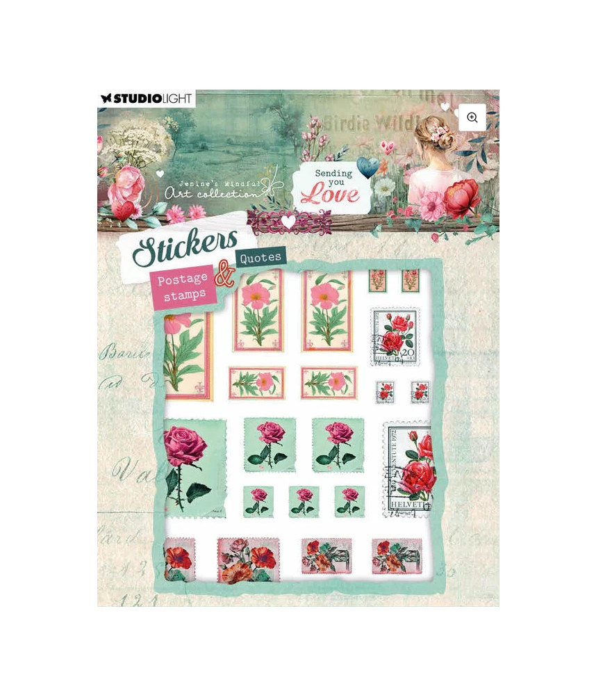 Jenine's Mindful Art - Sending You Love - Sticker Sheets - Postage stamps & quotes