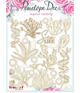 Penelope Dee - Chipboard Tidal Florals Sea Life Imagery