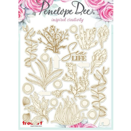 Penelope Dee - Chipboard Tidal Florals Sea Life Imagery