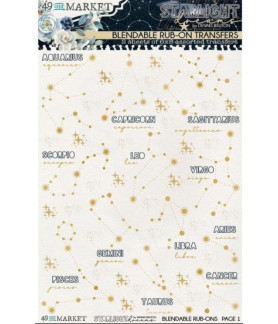 49 And Market - Starlight Dreams Constellation - Blendable 2 Sheets Rub On Transfers 6"x8"