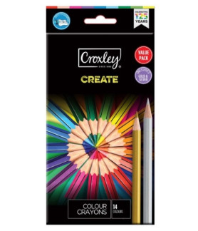 Croxley Create - Pencils  (Free Gold and Silver Pencils) 12Pc