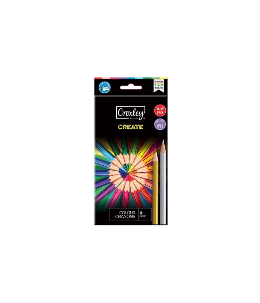 Croxley Create - Pencils  (Free Gold and Silver Pencils) 12Pc