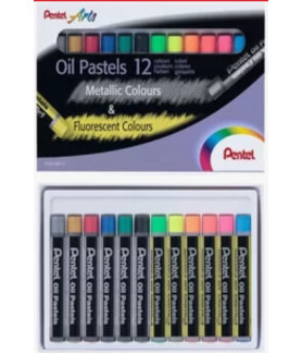 Pentel - Metallic & Fluorescent Oil Pastels 12 Colours