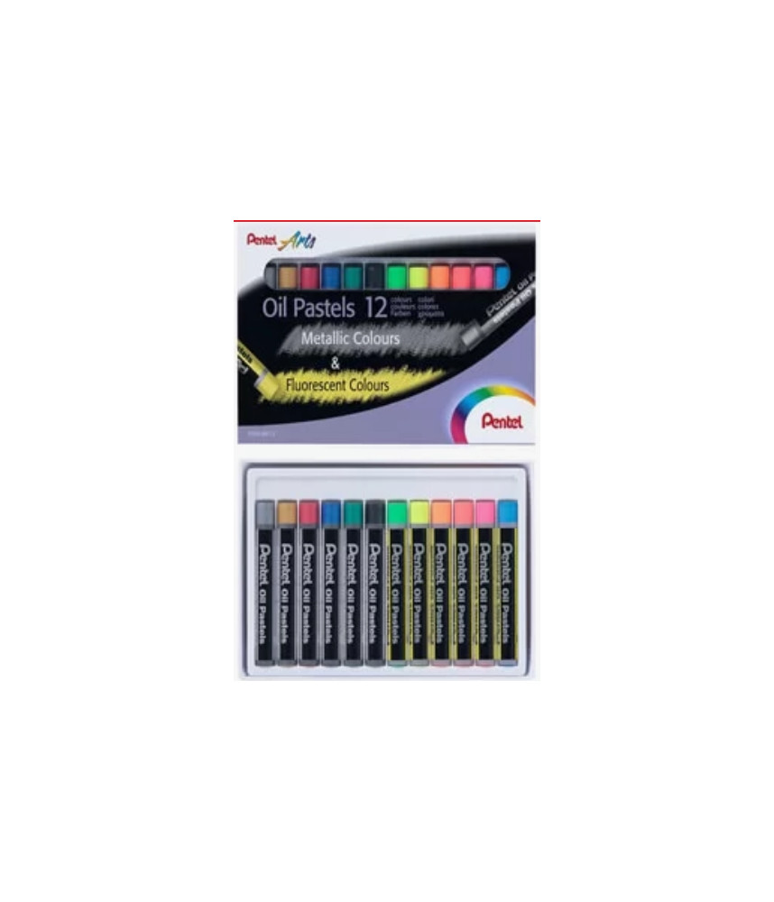 Pentel - Metallic & Fluorescent Oil Pastels 12 Colours