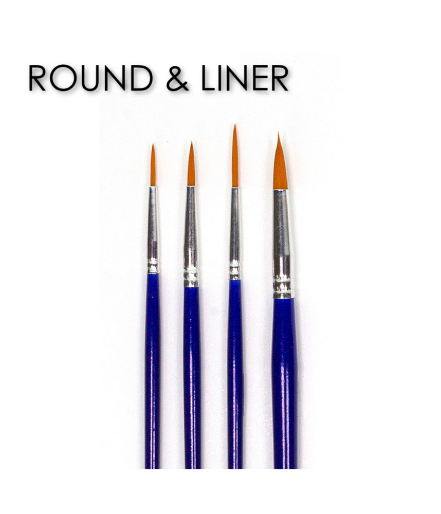 Decoart Beginners Round & Liner Brush Set 6Pc