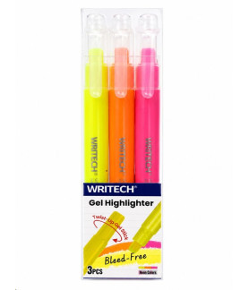 Writech Highlighter Gel Neon Asstd Colors 3 Pcs