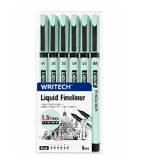 Writech Fineliner Asstd Black 6 Pcs