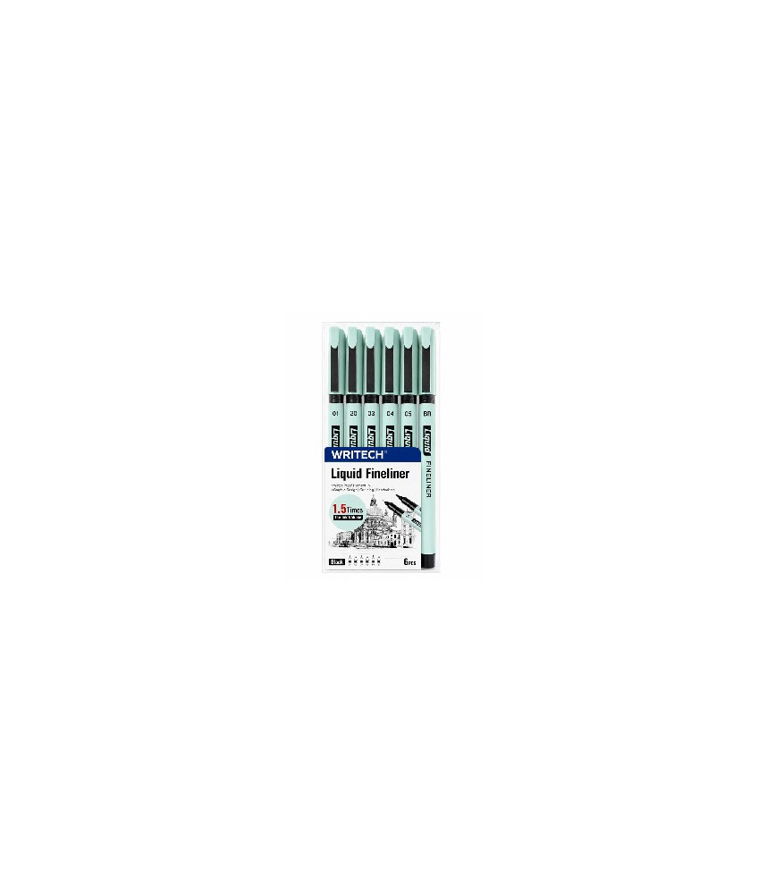 Writech Fineliner Asstd Black 6 Pcs