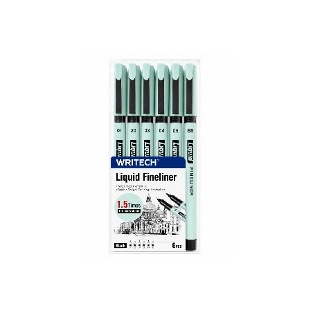 Writech Fineliner Asstd Black 6 Pcs