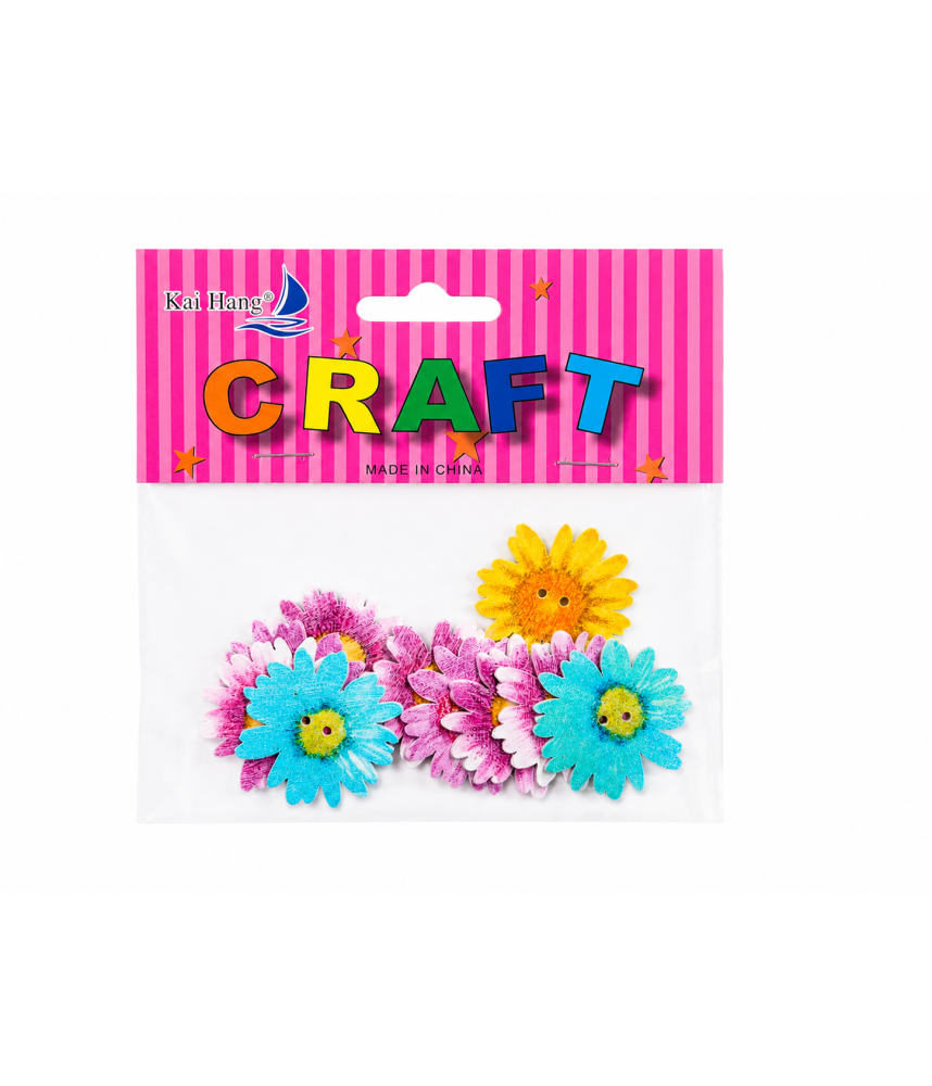 Scrapbook Buttons - Daisies Large 10 Pieces