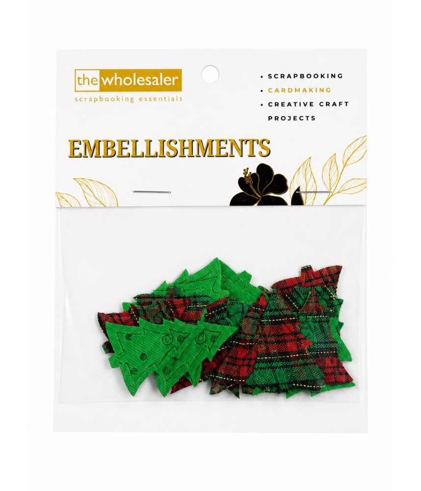 Embellishments Xmas Tree 3x3.5 cm 20 Pcs