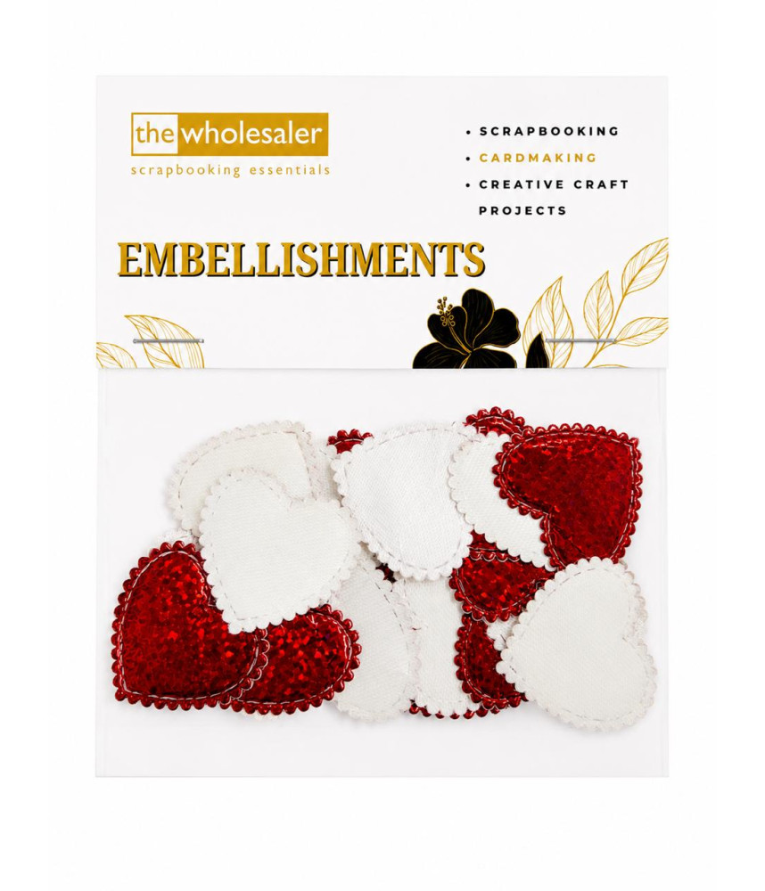 Embellishments Heats Puffed 3x2.5 cm 20 Pcs