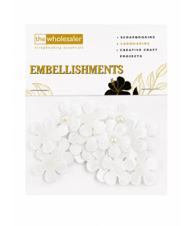 Embellishments Flower with Bead 2.5x2.5 cm 20 Pcs