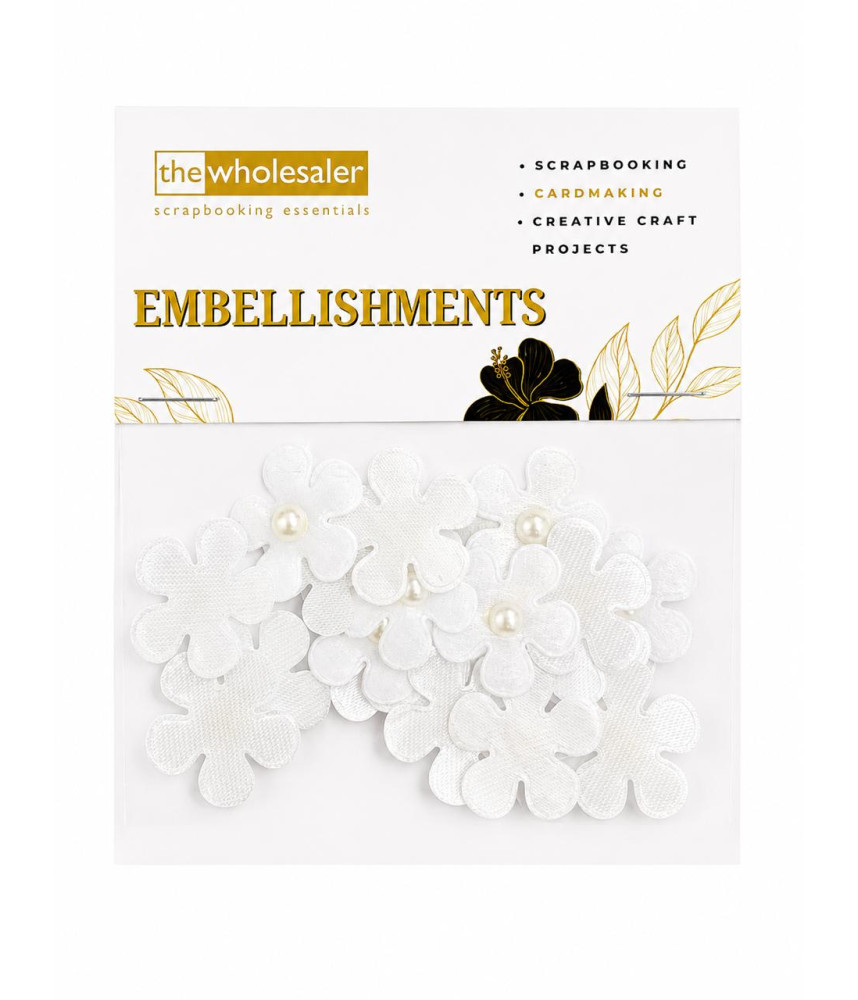 Embellishments Flower with Bead 2.5x2.5 cm 20 Pcs