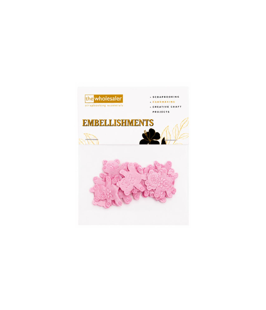 Embellishments Bear Baby Pink 3x3cm 20 Pcs Assorted
