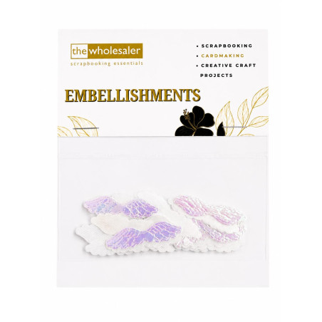 Embellishments Angel Wing Fabric 4x1 cm 20 Pcs