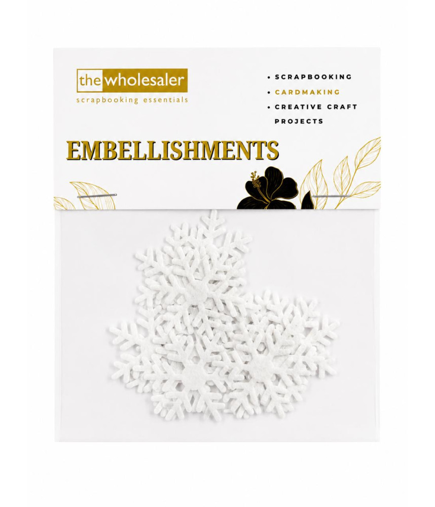 Embellishments Felt Fabric Snowflake 3x3 cm 20 Pcs