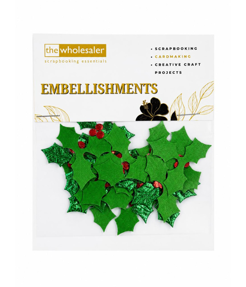 Embellishments Holly Leaf 2.5x2.5 20 Pcs