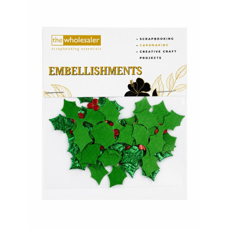 Embellishments Holly Leaf 2.5x2.5 20 Pcs